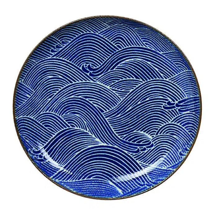 Dark Blue / White Plate - Seigaiha - 15.5 x 2.6 cm