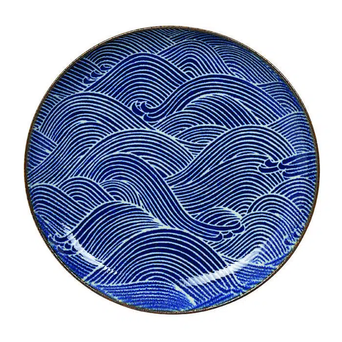 Dark Blue / White Plate - Seigaiha - 25 x 3 cm