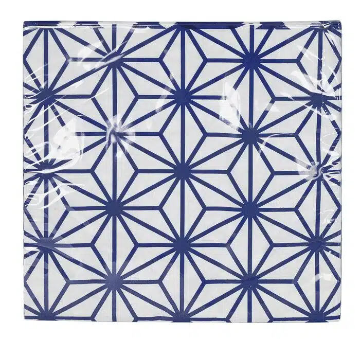 Blue / White Napkins Star / Waves Figurine - Nippon Blue - 20 Pieces - 33 x 33cm