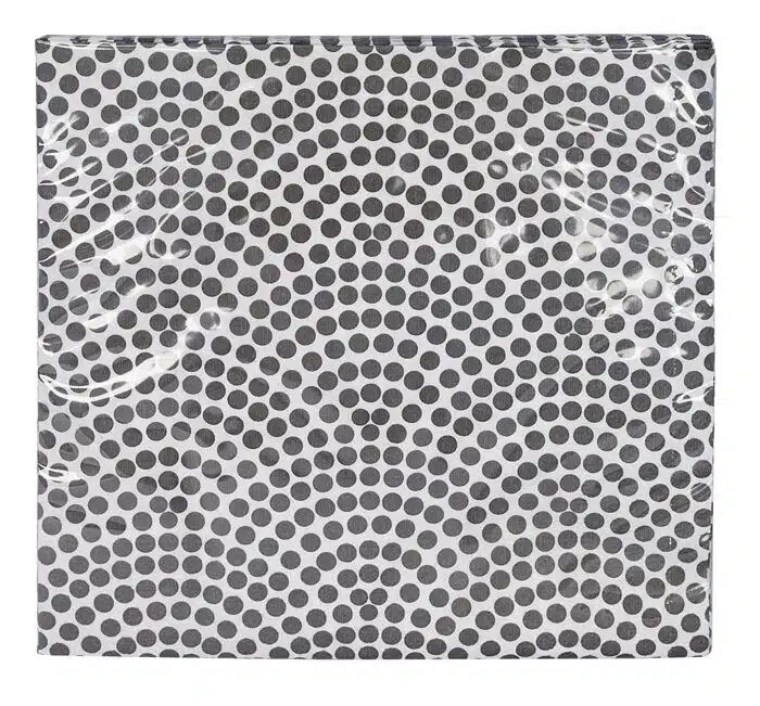 Black / White Napkin Dots / Flowers Figurine - Nippon Black - 20 Pieces - 33 x 33cm