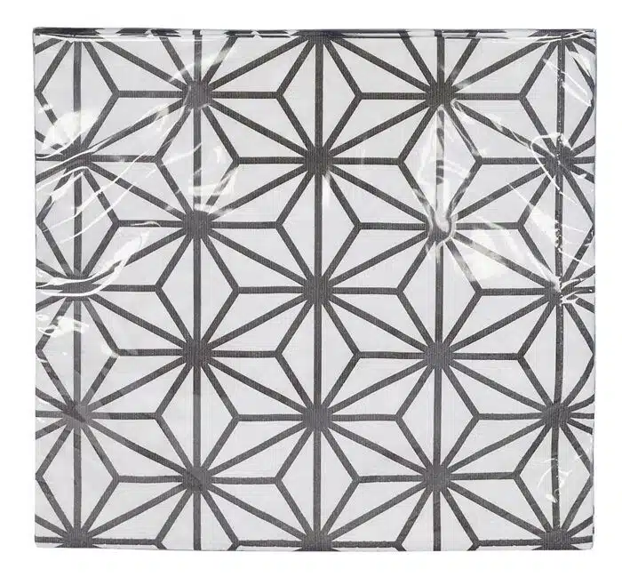 Black / White Napkin Wave Figure - Nippon Black - 20 Pieces - 33 x 33cm