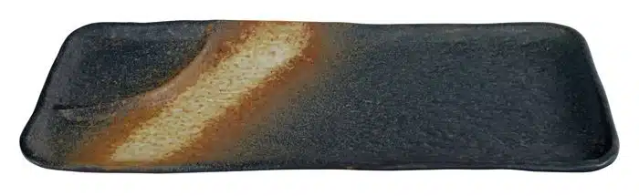 Black / Orange Rectangular Plate - Large Plate - 30.2 x 12 x 2.3 cm