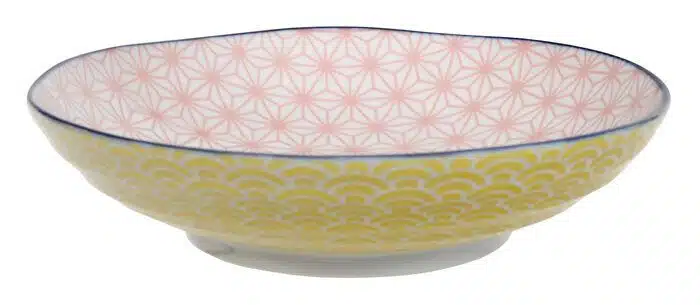 Pink / Yellow Plate - Star Wave - 21 x 5.2 cm
