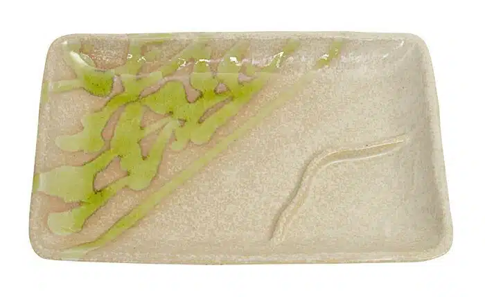 White / Green Plate - Large Plate - 17.5 x 11.5 cm