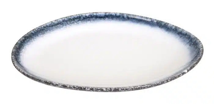 Gray / White Oval Dish - Tajimi - 26,7 x 19 x 3 cm