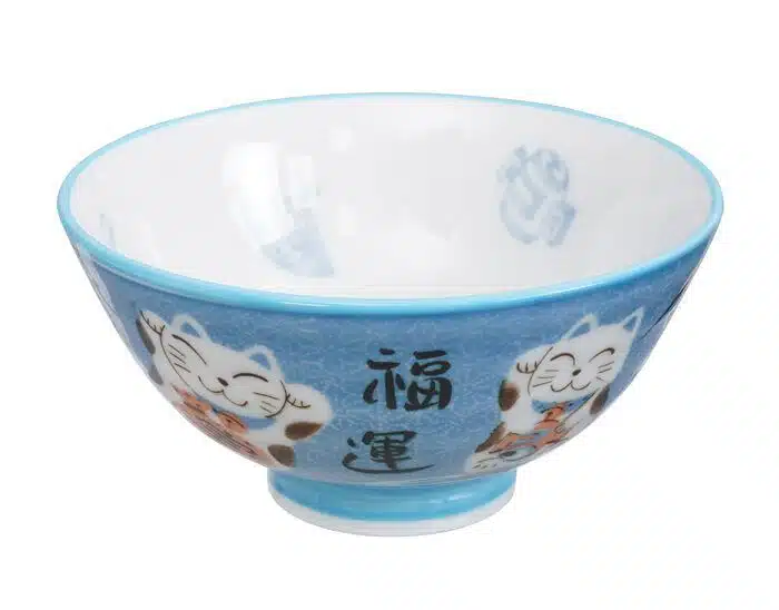 Blue bowl with cat figure - Kawai - 11.2 x 6cm 250ml