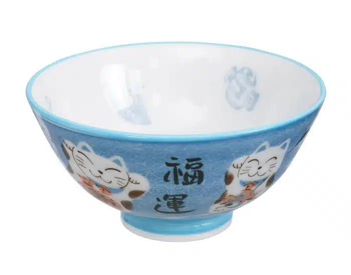 Blue bowl with cat figure - Kawai - 11.2 x 6cm 250ml