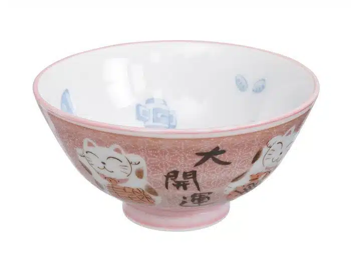 Pink Bowl with Cat Figure - Kawaii - 11.2 x 6 cm 250 ml