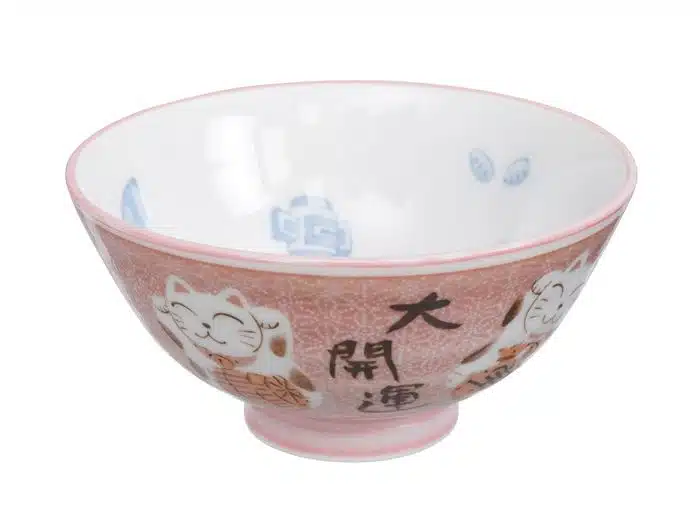 Pink Bowl with Cat Figure - Kawaii - 11.2 x 6 cm 250 ml