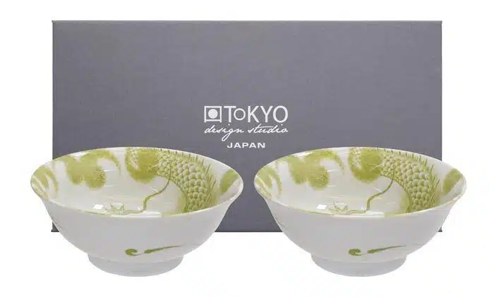 White / Green Bowl - Mixed Bowls - 21 x 8.6 cm