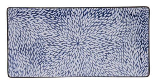 Tokyo Design Studio - Kiku - Blauw/Wit Rechthoekig Ontbijtbord - 23 x 11.5cm