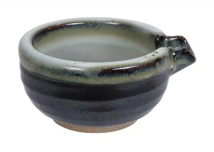 Black / Green handmade bowl - 8 x 3.5 cm