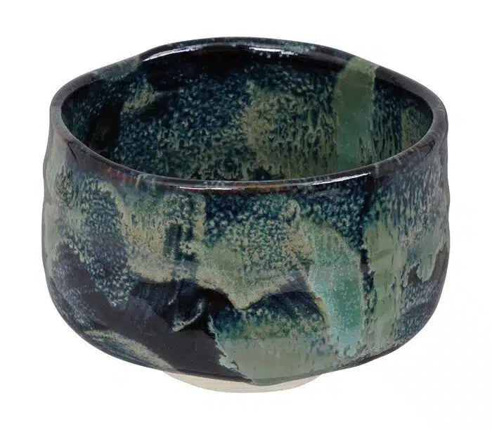 Black / green handmade bowl - 12 x 8.3 cm