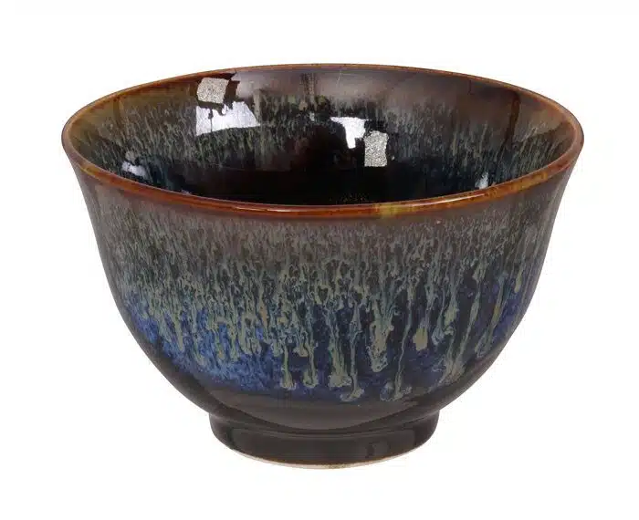 Black / blue handmade teacup - 9 x 5,4 cm