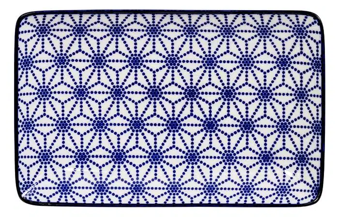 Blue / White Rectangular Plate Star - Nippon Blue - 21 x 13.5 cm
