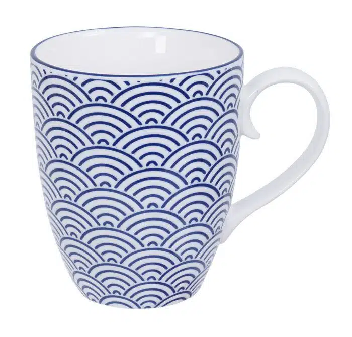 Blue / White Mug Waves - Nippon Blue - 8.5 x 10.2 cm 380 ml