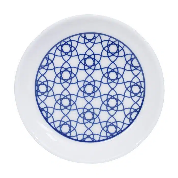 Blue / white tea cup coaster stripes - Nippon Blue - 9 x 1.5 cm