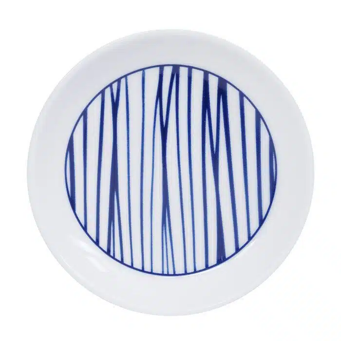 Blue / White tea cup coaster Lines - Nippon Blue - 9 x 1.5 cm