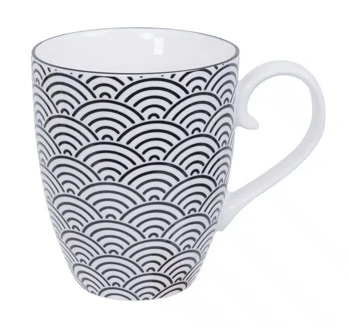 Black / White Cup Waves - Nippon Black - 8.5 x 10.2 cm 380 ml