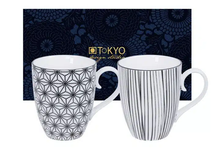 Black / White Mug Set - Nippon Black - Set of 2 pieces - 8.5 x 10.2 cm 380ml