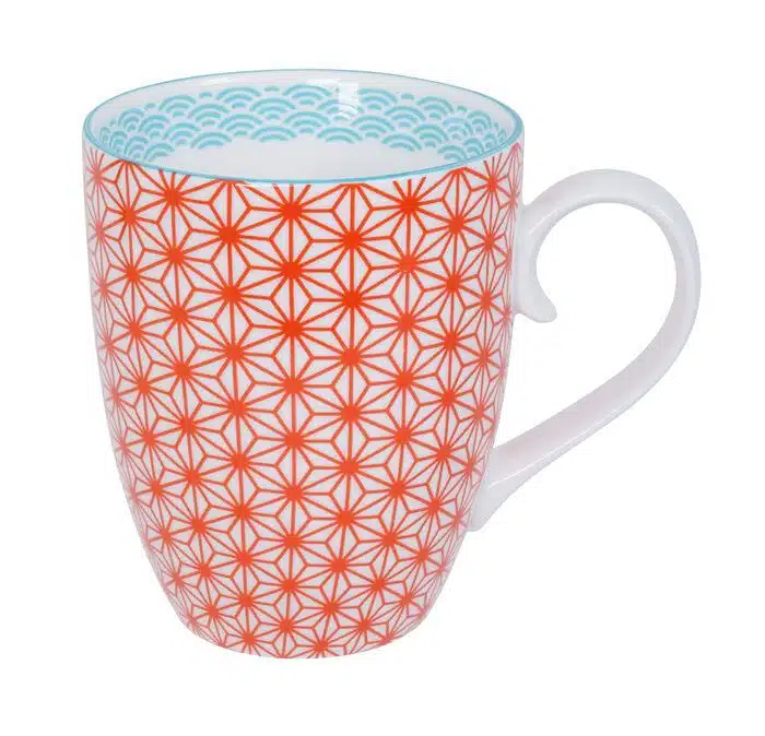 Red / White Mug - Star Wave - 8.5 x 10.2 cm 380 ml
