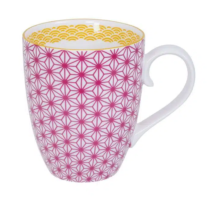 Pink / White Mug - Star Wave - 8.5 x 10.2 cm 380 ml