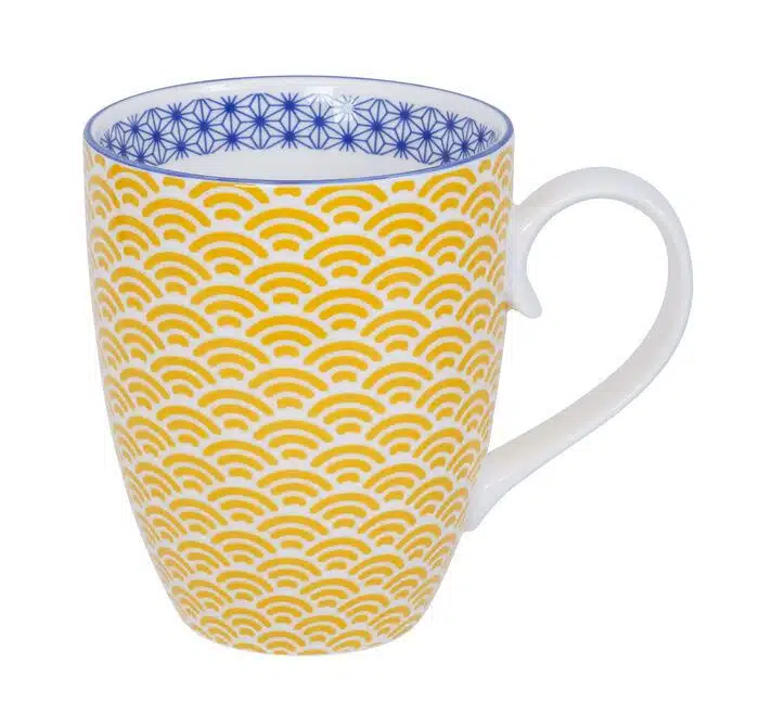 Yellow / White Mug - Star Wave - 8.5 x 10.2 cm 380 ml