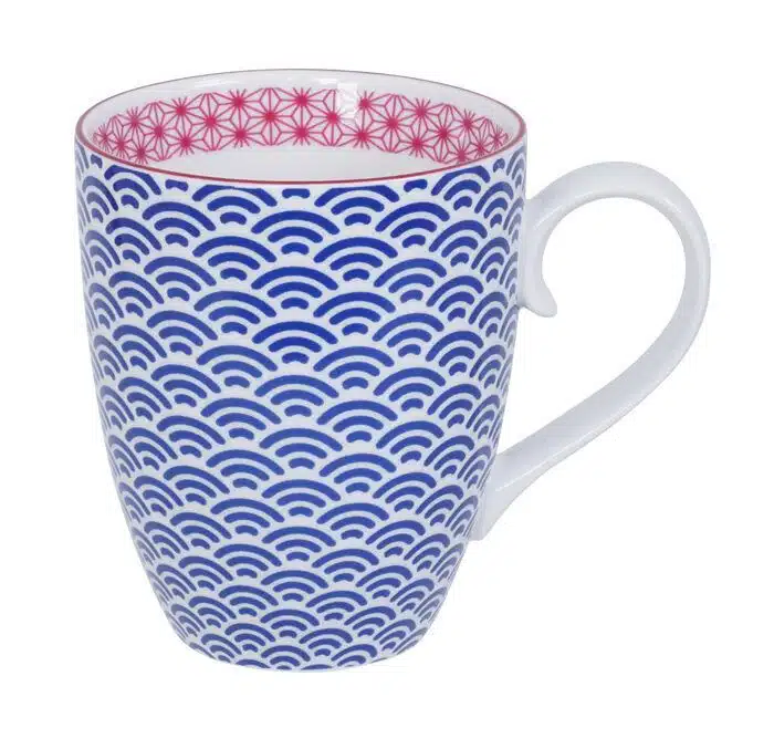 Blue / White Mug - Star Wave - 8.5 x 10.2 cm 380 ml