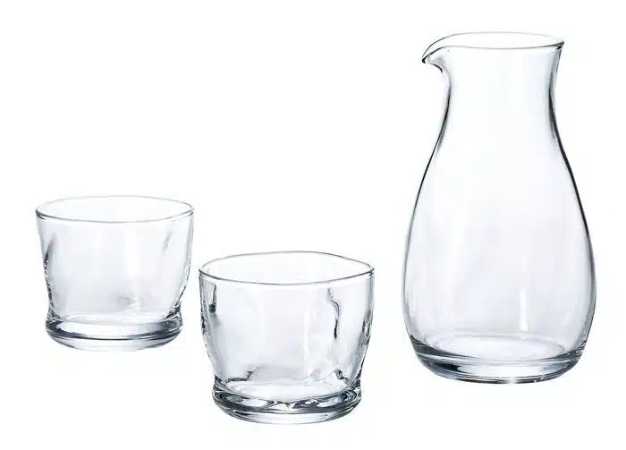 Glass Sakeset - Set of 3 pieces - 7,7 x 5 x 12,9 cm 290 ml & 100 ml