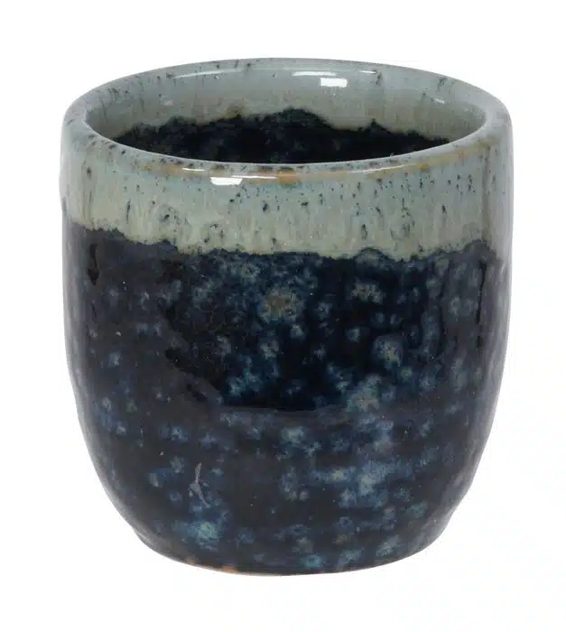White / Blue sake cup - 4.5 x 4.5 cm