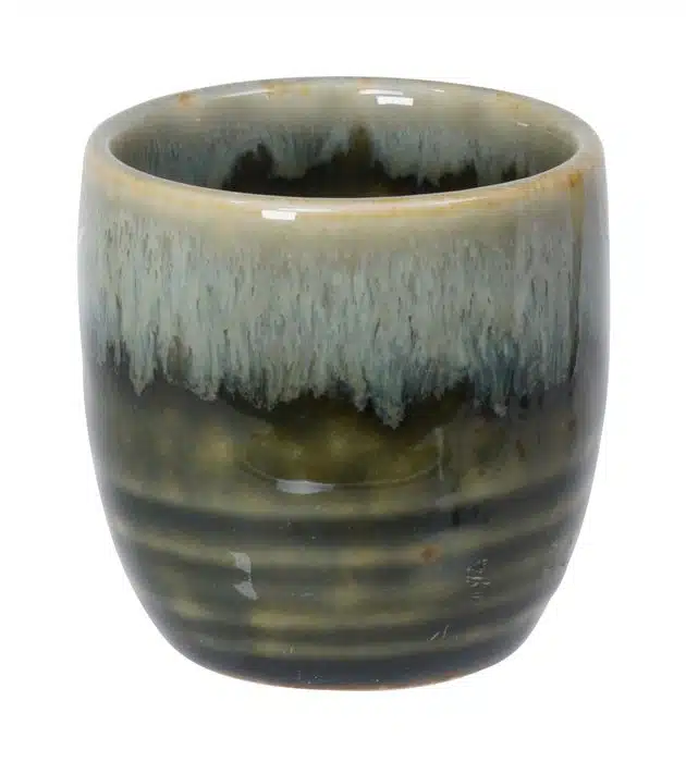 White / green sake cup - 4,5 x 4,5 cm