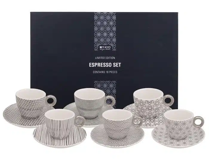 White / Gray Tea Set - Cast Iron - Set of 5 - 800 ml