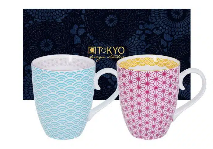 Light Blue / Purple Cup Set - Star Wave - Set of 2 - 8,5 x 10,2 cm 380 ml