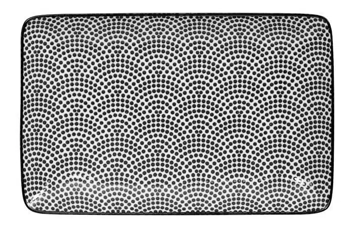 Black / White Rectangular Plate Dots - Nippon Black - 21 x 13.5 cm
