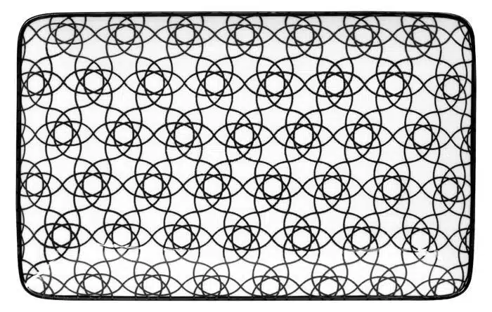 Black / White Rectangular Plate Stripes - Nippon Black - 21 x 13.5 cm
