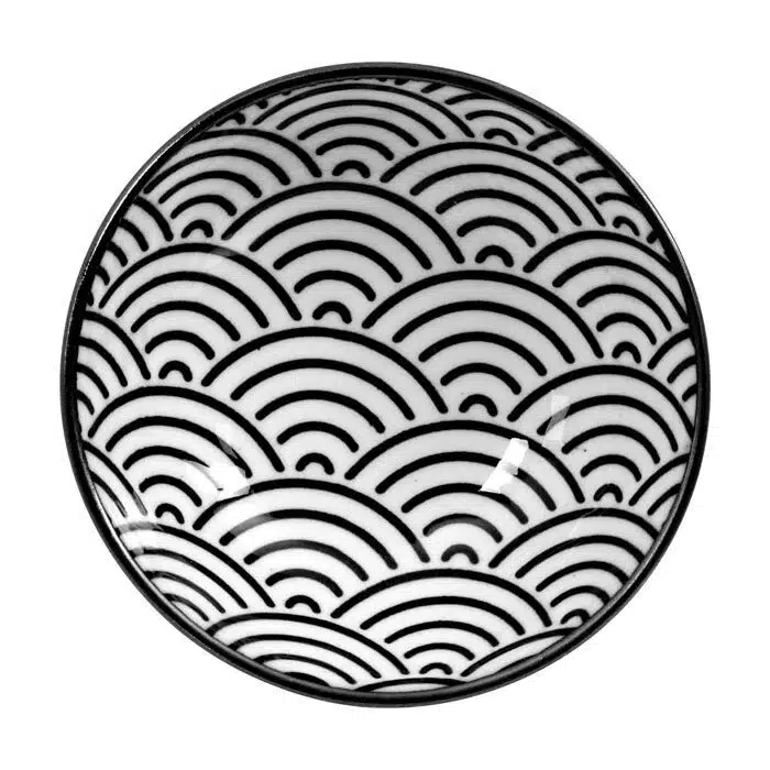 Black / White Plate Waves - Nippon Black - 9,5 x 3 cm