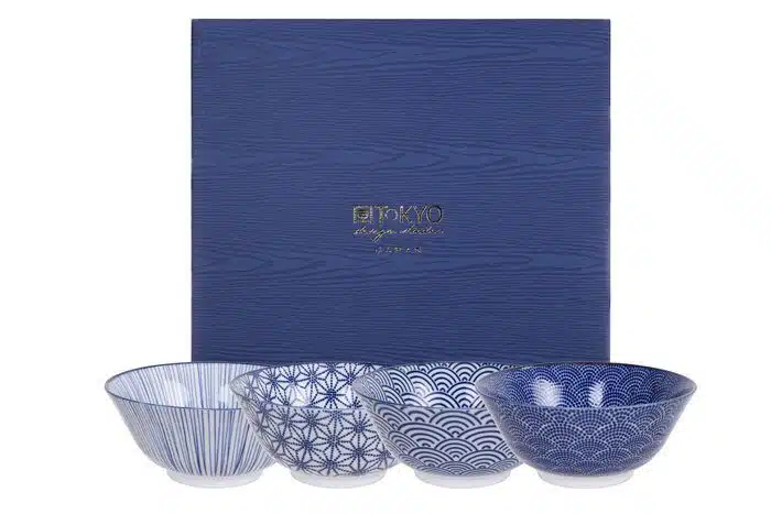 Blue / White Bowl Set - Nippon Blue - Set of 4 pieces - 15.2 x 6.7 cm 500ml