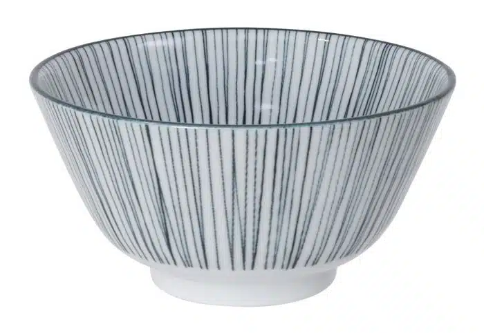 Black / White Bowl Lines - Nippon Black - 12 x 6.4 cm 300ml