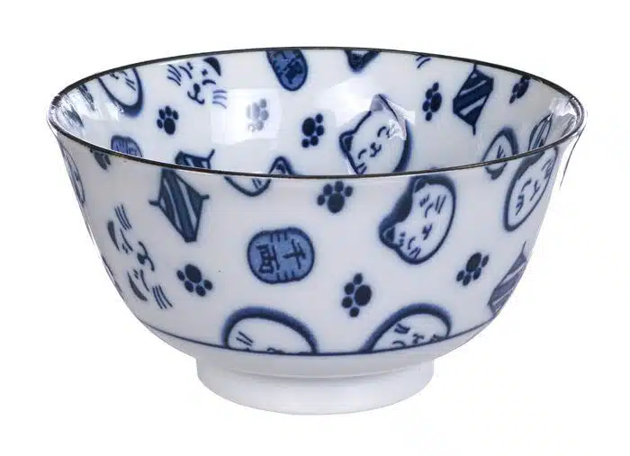 Blue / White Bowl - Lucky Cat - 12,7 x 6,5 cm 300ml