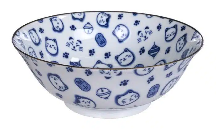 Blue / White Bowl - Lucky Cat - 18.2 x 7.7 cm 1000 ml