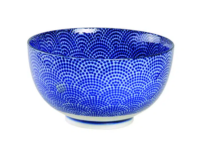 Blue / White Bowl with dots - Nippon Blue - 13.2 x 7.4 cm 450 ml