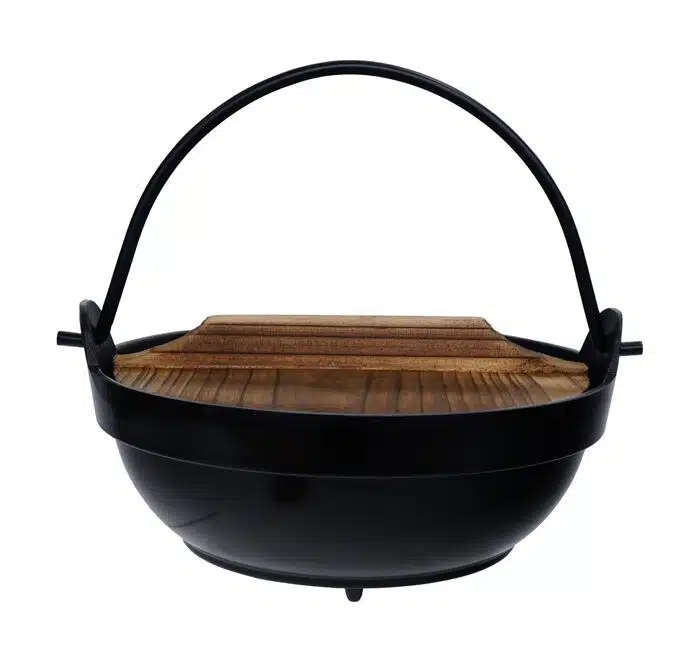 Black hub pot with wooden lid - 16cm