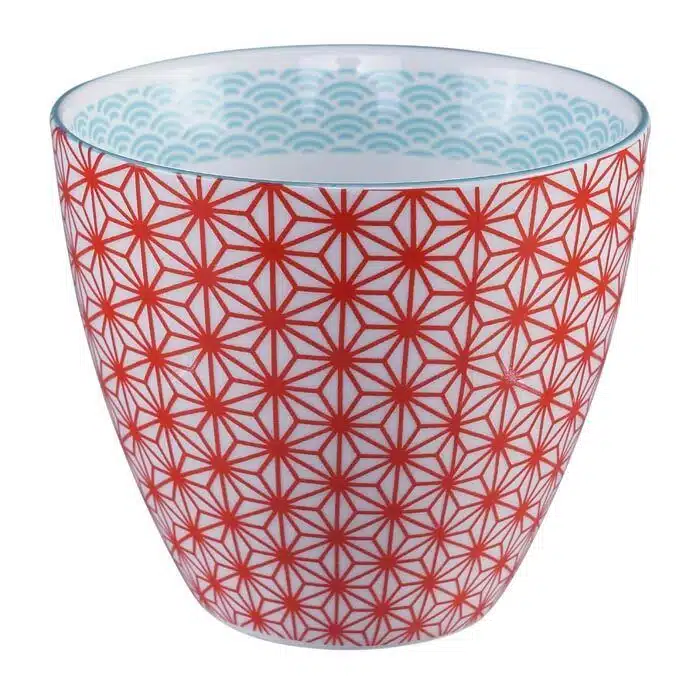 Red / White Teacup - Star Wave - 9,8 x 8,5 cm 350 ml