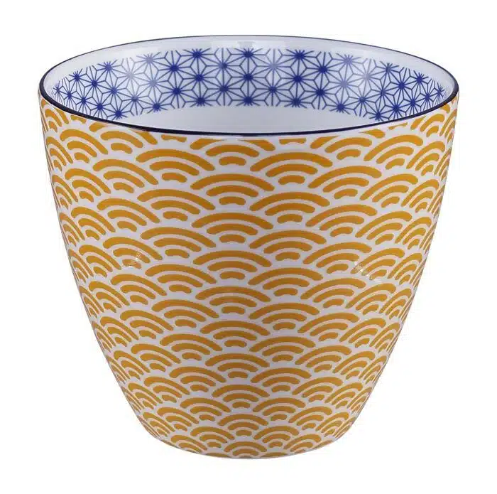 Yellow / White Teacup - Star Wave - 9,8 x 8,5 cm 350 ml