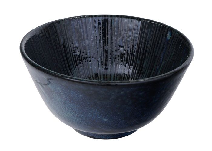 Tokyo Design Studio - Sky - Blauw/Zwarte Rijstkom - 12 x 6,4cm 350ml