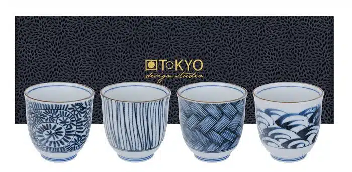 Blue / White Teacup Set - Set of 4 - 8 x 7.9 cm
