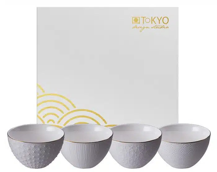 White / Golden Bowl Set - Nippon White - Set of 4 - 11.4 x 6 cm 350ml
