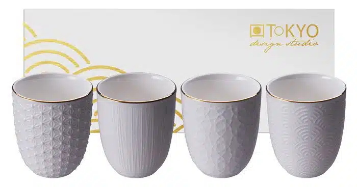 White / Golden Cup Set - Nippon White - Set of 4 - 7 x 7 cm 200 ml