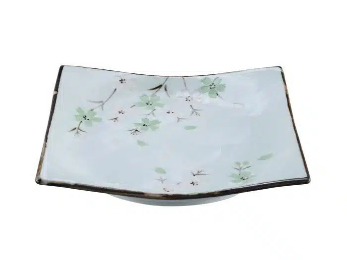 Mint green square plate - Green Cosmos - 17.5 x 17.5 cm