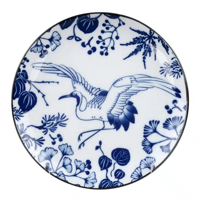 Blue / White Plate Crane - Flora Japonica - 20,6 x 2,2 cm